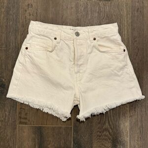 Reformation White Jean High Rise Shorts